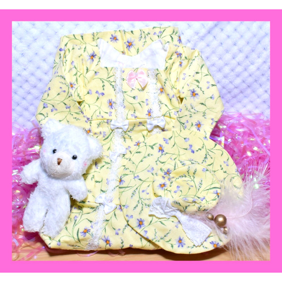 BJD 1/3 Volks Super Dollfie SD16 Girl Yellow Floral Dress Gown Hat Lot - Picture 1 of 9